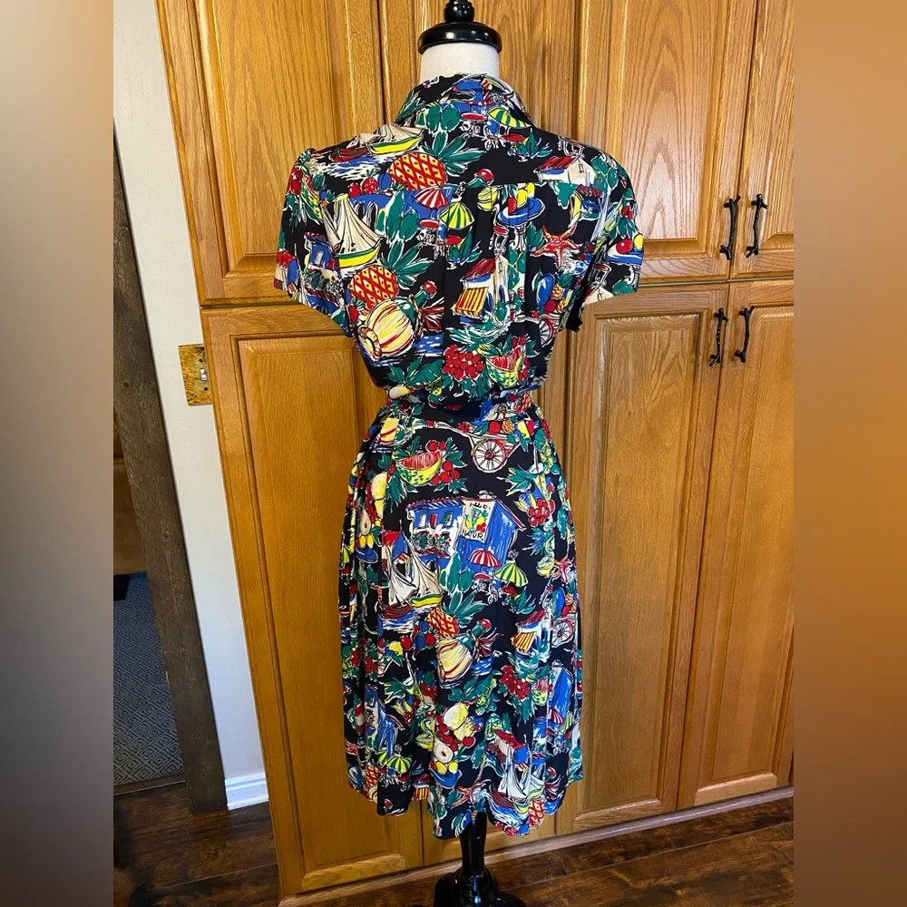 RETROSPEC’D “EVITA” FORTIES RAYON PEARL HABOR DRESS PINUP VINTAGE STYLE - Picture 4 of 13